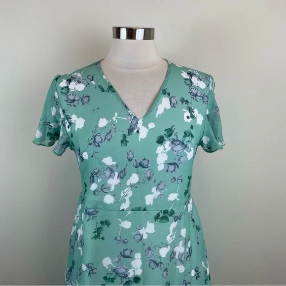 Green White Floral Maxi Boho Bohemian Long Dress New Women Medium - Picture 2 of 8